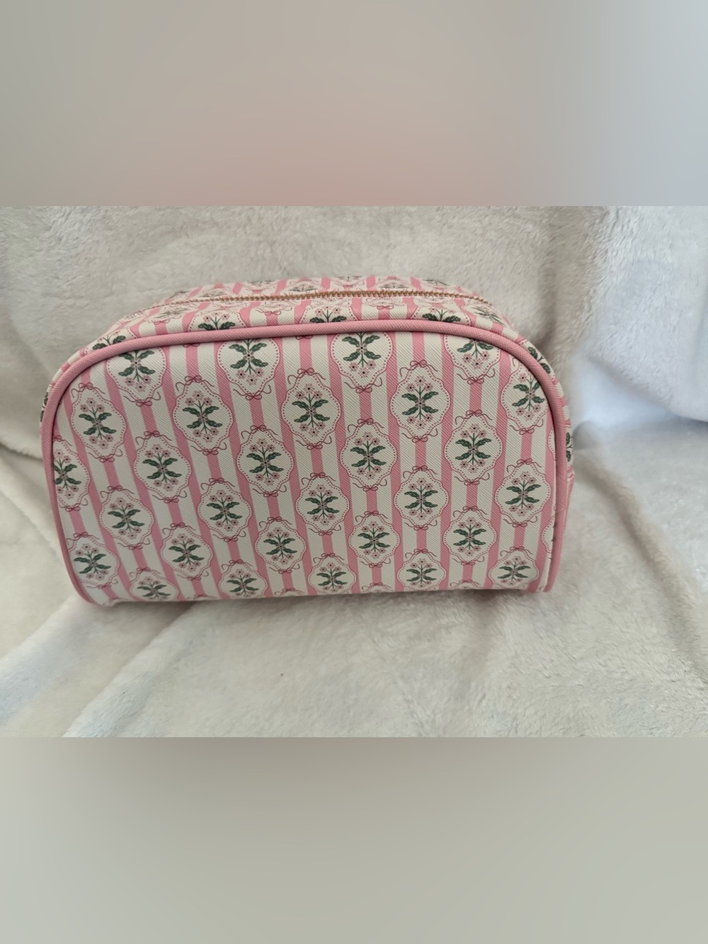 Pink Patterned Travel Cosmetic Pouch